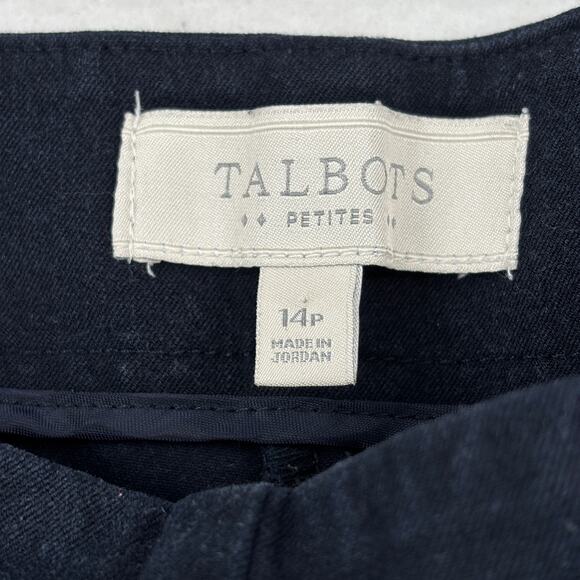 Talbots Ankle Dress Pants Size 14 Petite Navy Blue Side Zip Cotton Blend Stretch - Picture 3 of 9